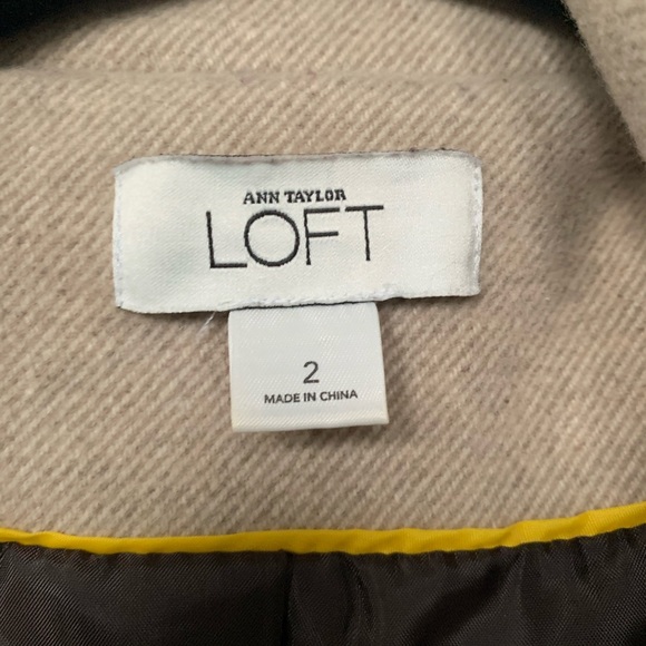 {Loft} beige bell sleeve wool coat size 2 EUC! - Picture 6 of 7